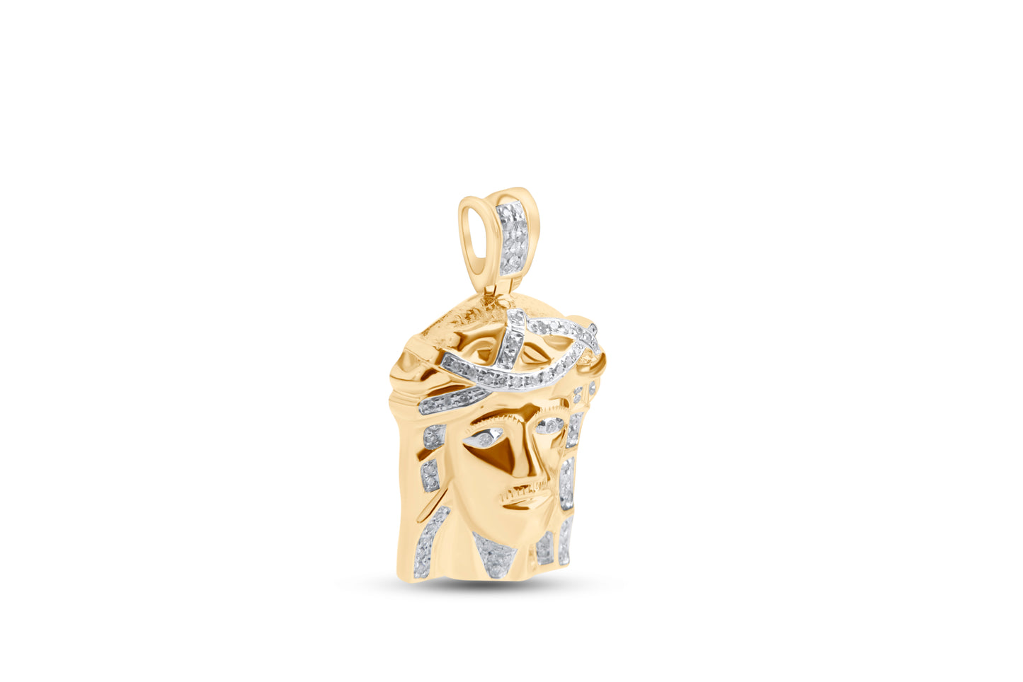 Diamond Jesus Head Pendant - 0.41 Carats in 10KT Yellow Gold