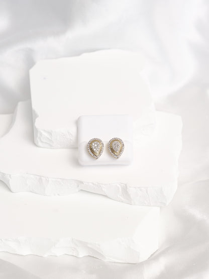 Men's Pear Shaped Diamond Stud Earrings - 1.06 Carats in 10KT Yellow Gold