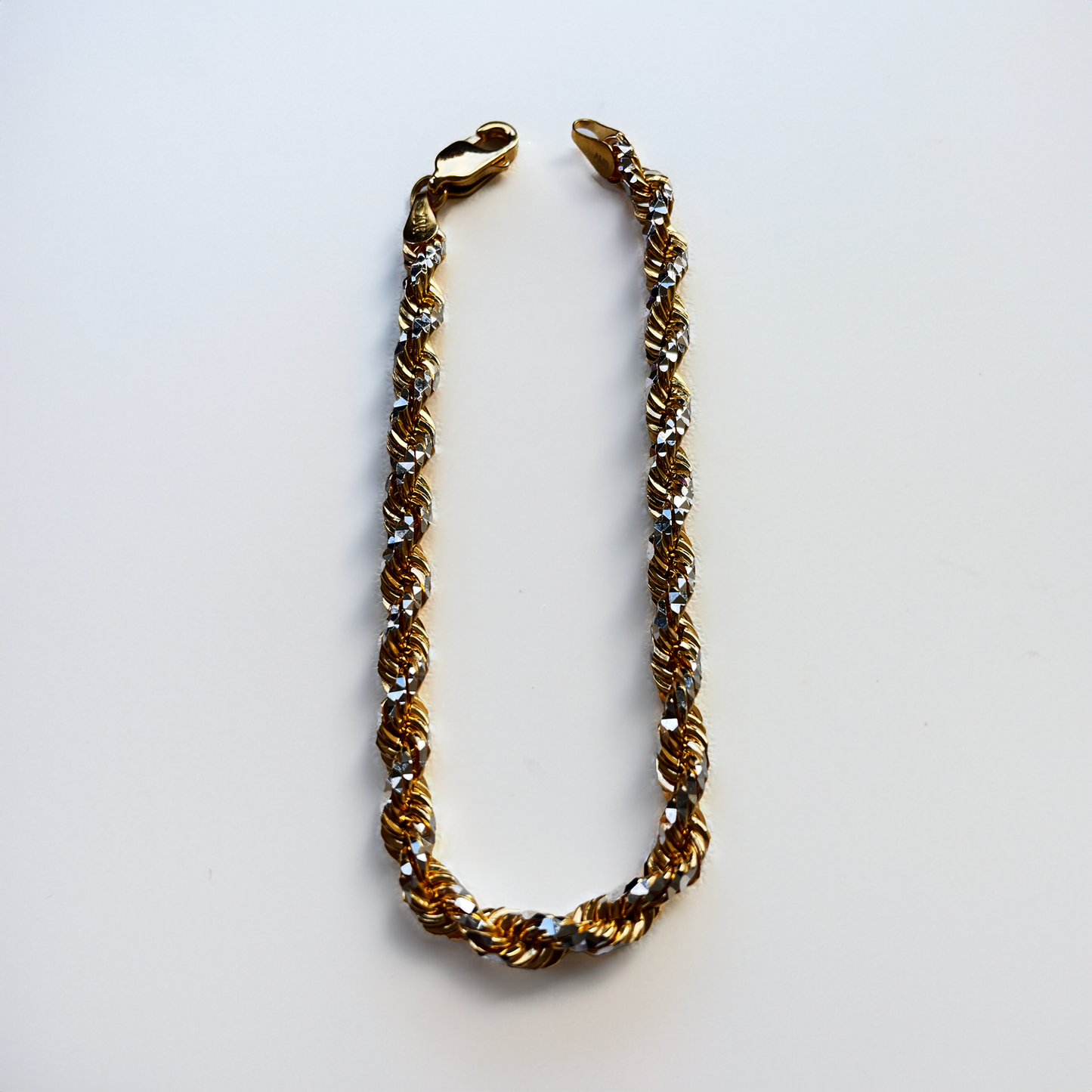 Diamond Cut Rope Bracelet & Necklace in 10KT Two-Tone Gold