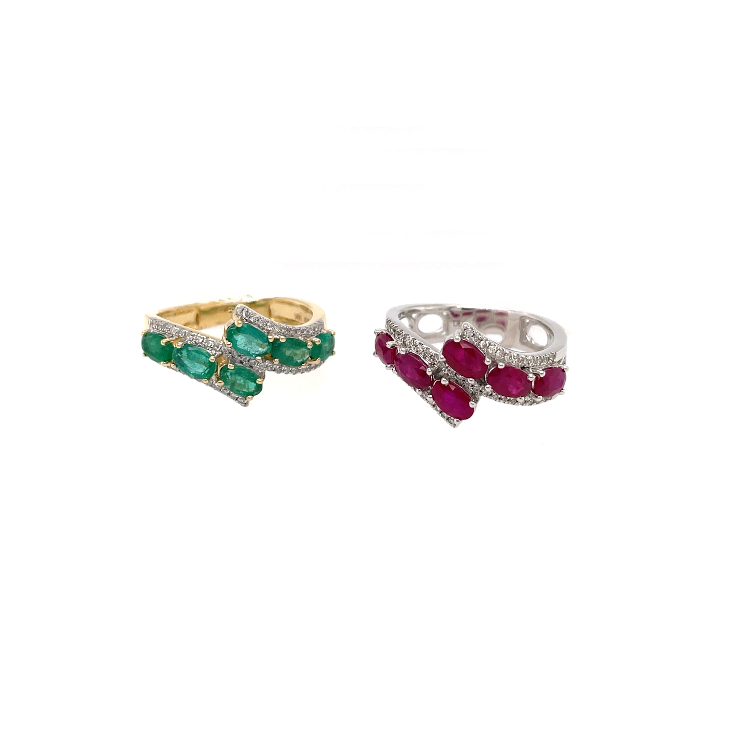 Diamond and Birthstone Cocktail Ring in White Gold - Customizable