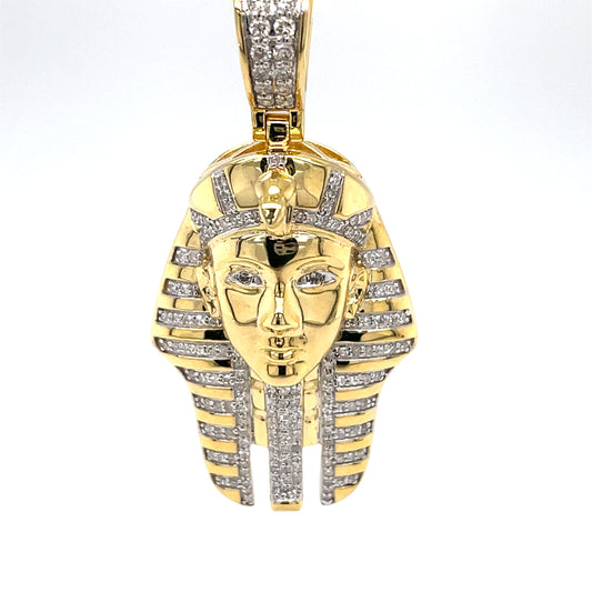 Diamond King Tut Pendant - 1.15 Carats Round Cut in Yellow Gold