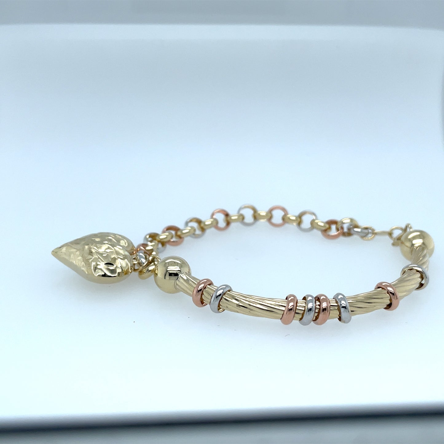 Heart Charm Bracelet in 3-Tone Gold - Customize Your Style