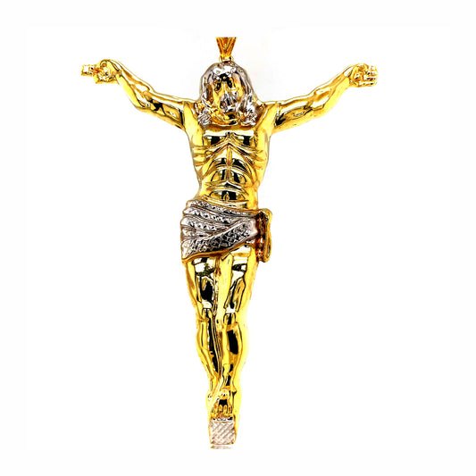 Men's Diamond Cut Crucifix Jesus Body Pendant in 10KT Yellow Gold