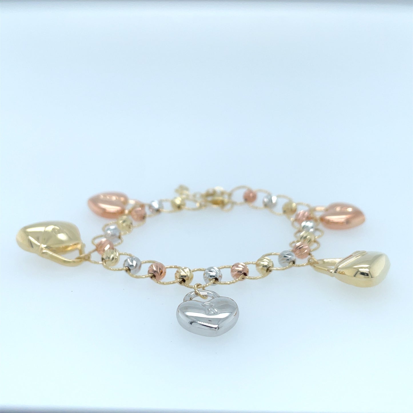 Heart Charm Bracelet in 3-Tone Gold - Customize Your Style