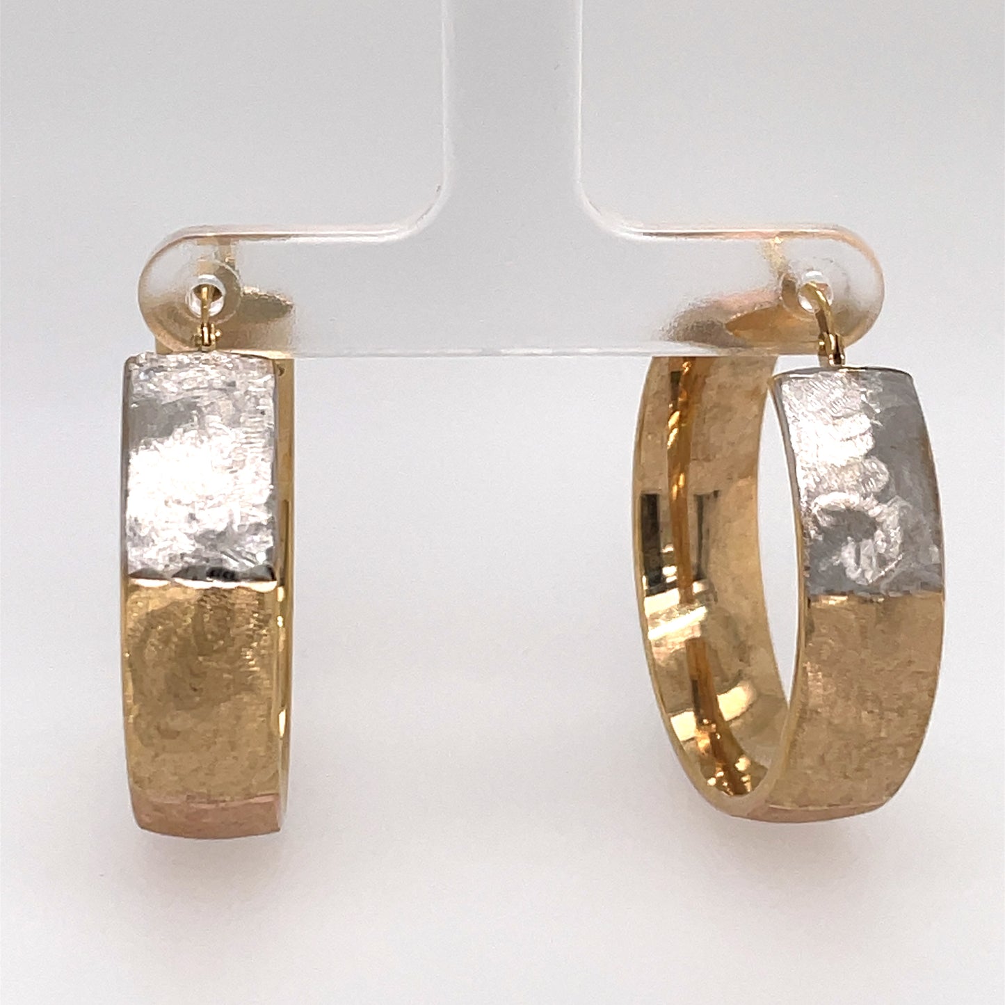 Rustic 2-Tone Small Hoop Earrings in 14KT Gold