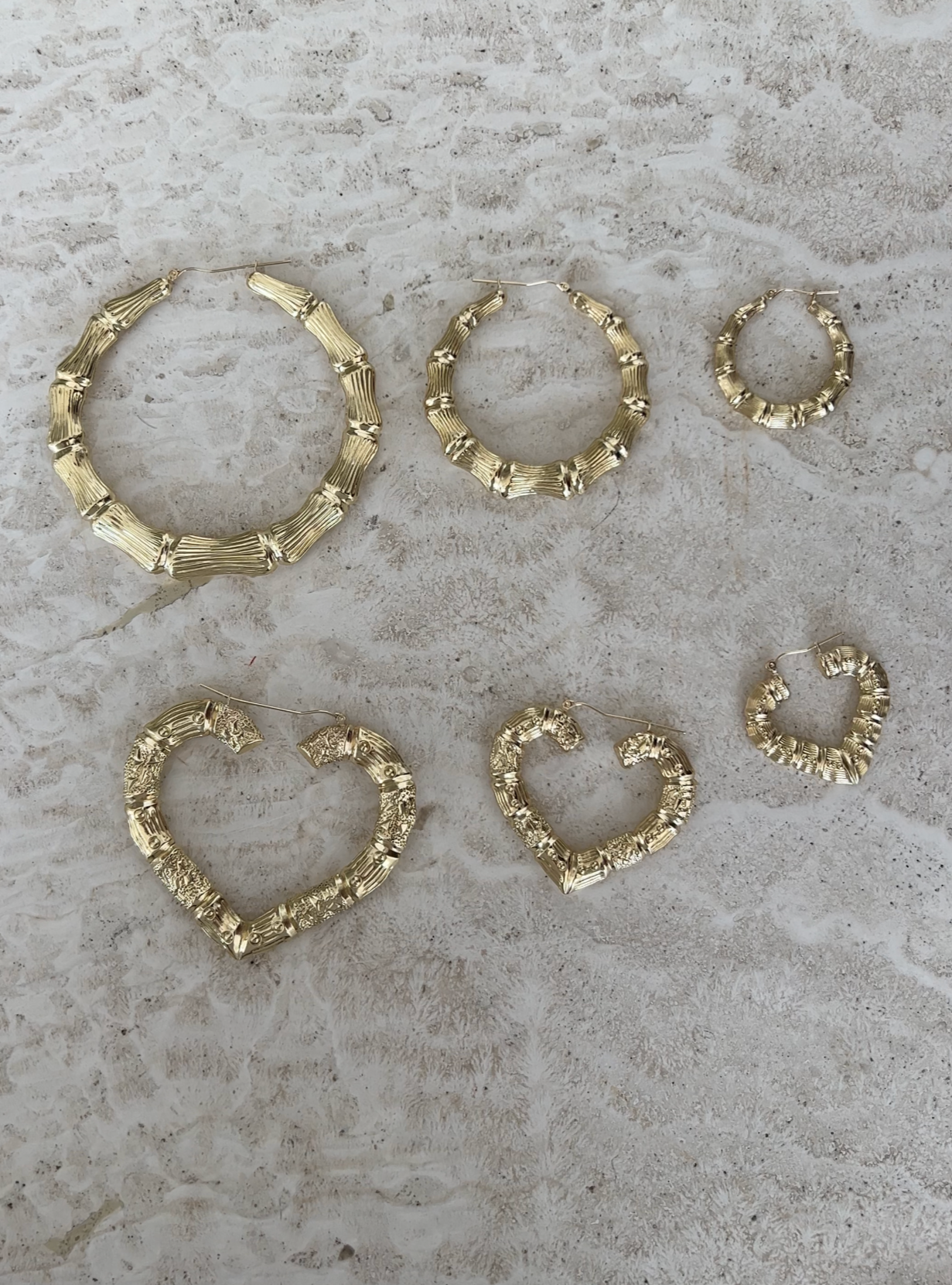 Bamboo Hoop Earrings in 10KT Yellow Gold - Personalizable
