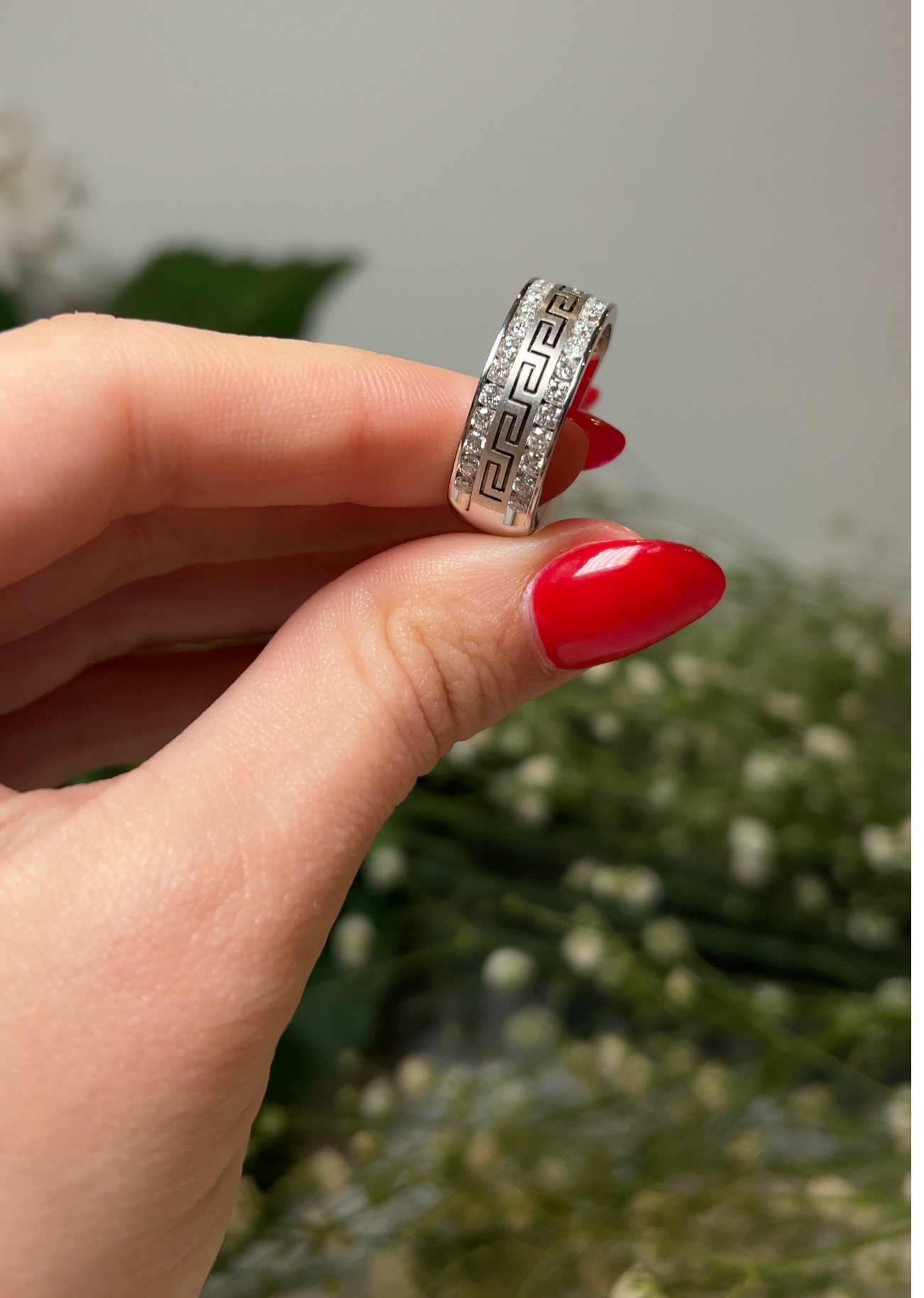 Men's Greek Style Diamond Band - 0.50 Carats in 10KT White Gold
