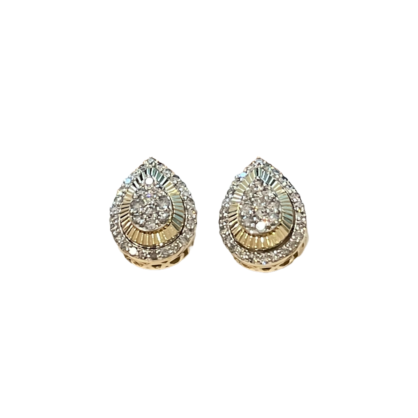 Men's Pear Shaped Diamond Stud Earrings - 1.06 Carats in 10KT Yellow Gold