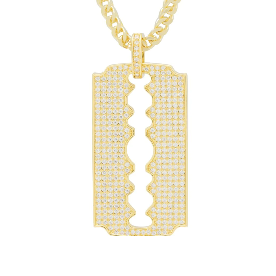 Diamond Double Edge Razor Pendant - 0.19 Carats in 10KT Yellow Gold