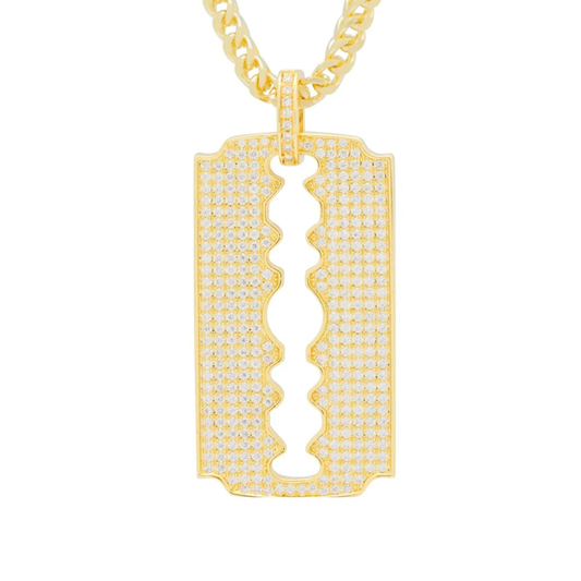 Diamond Double Edge Razor Pendant - 0.19 Carats in 10KT Yellow Gold