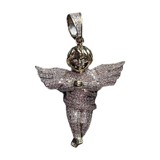 Diamond Angel Pendant - Available in Mini or Large Sizes in 10KT Gold