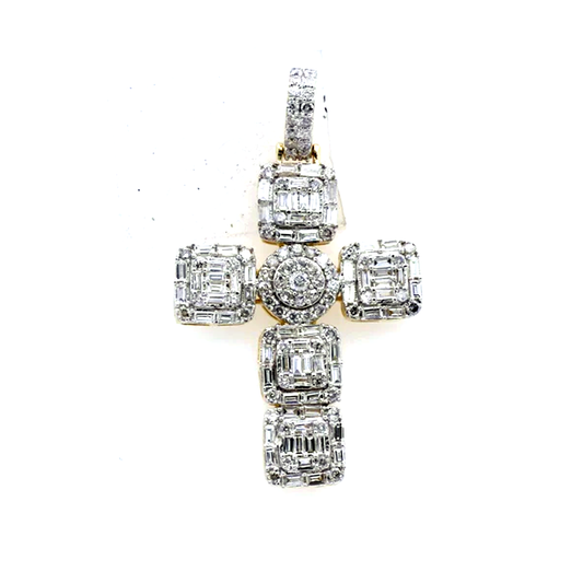 Diamond Ankh Cross Pendant - 3.98 Carats in 10KT Yellow Gold