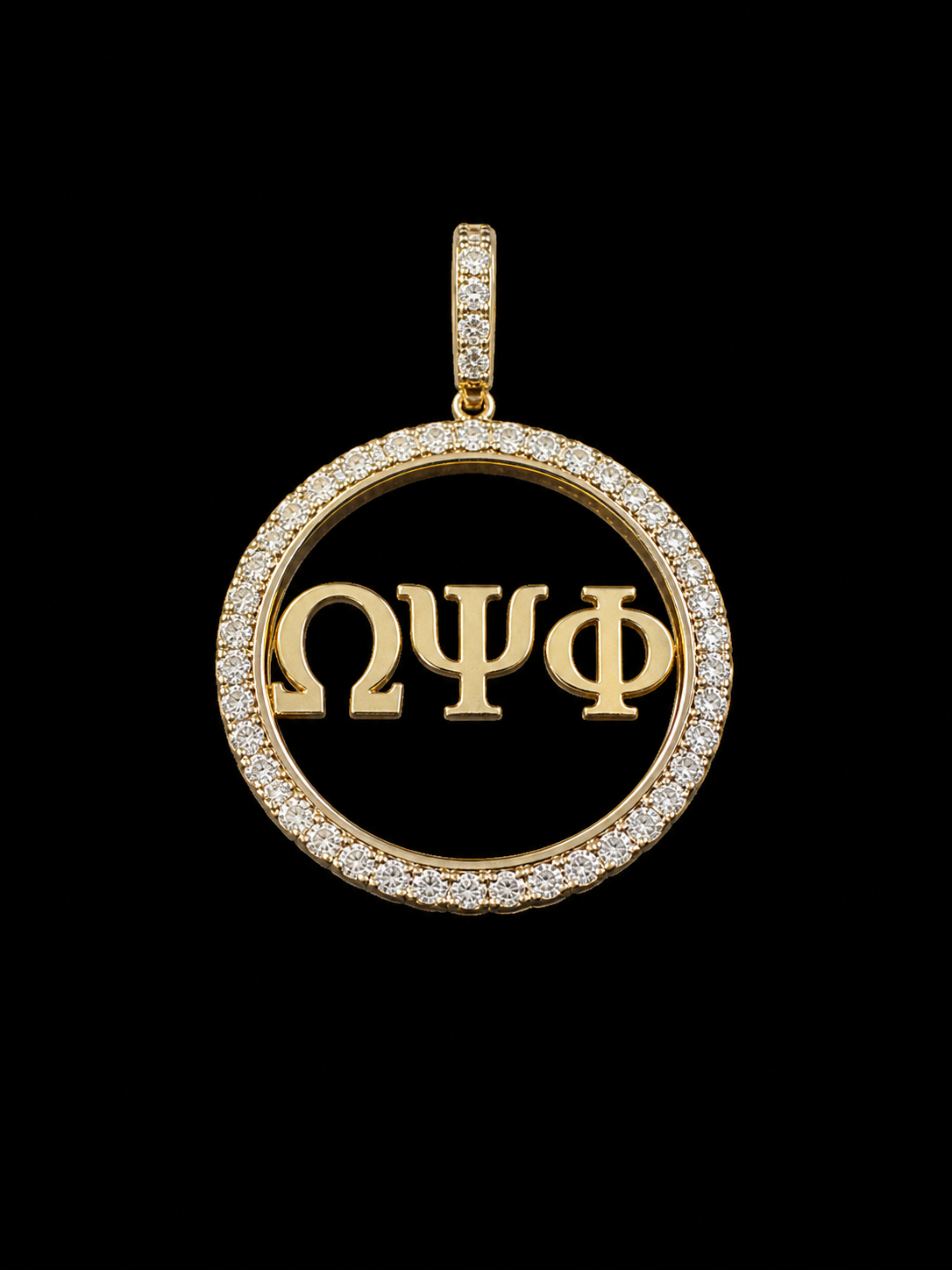 D9 ΩΨΦ Diamond Pendant in Yellow/White Gold (Omega Psi Phi Frat, Inc)