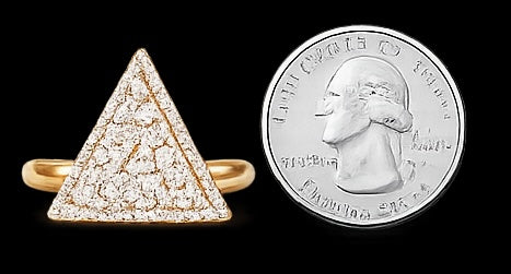 D9 ΔΣΘ Diamond Pyramid Gucci Style Ring in Yellow/White Gold