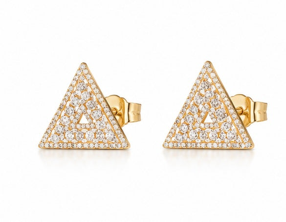 D9 ΔΣΘ Diamond Pyramid Gucci Style Earrings in Yellow/White Gold