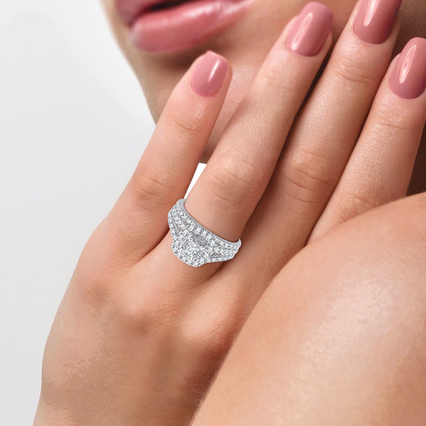 Cushion Cut Diamond Engagement Ring with Halo - 1.00 Carat in 14KT White Gold
