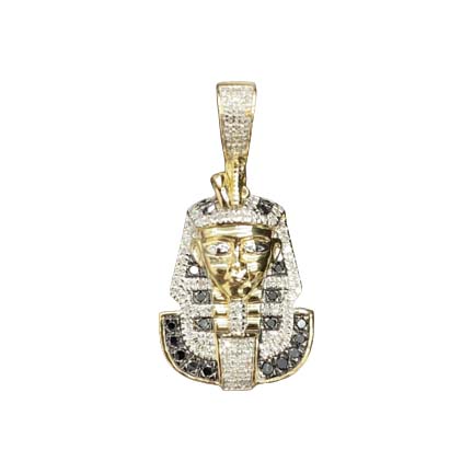 White/Black Diamond King Tut Pendant - 0.34 Carats in 10KT Yellow Gold