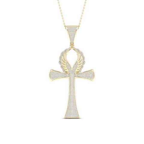 Diamond Ankh Pendant - 0.90 Carats in 10KT Yellow Gold