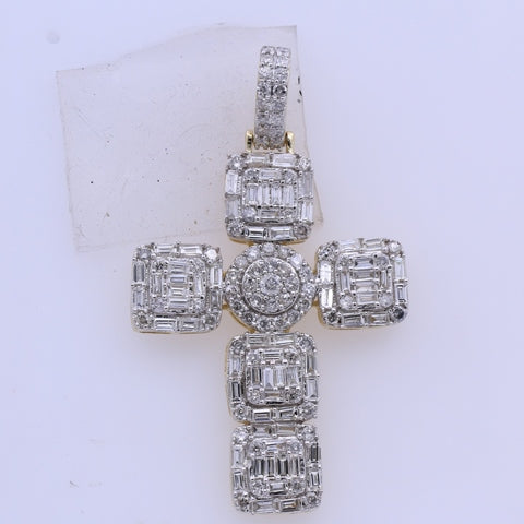 Diamond Ankh Cross Pendant - 3.98 Carats in 10KT Yellow Gold