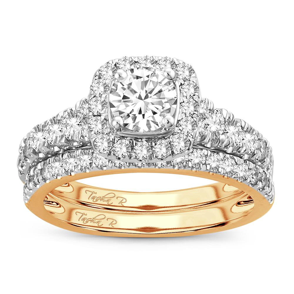 Diamond Wedding Set in 14KT Gold - 1.00 Carat Round Cut