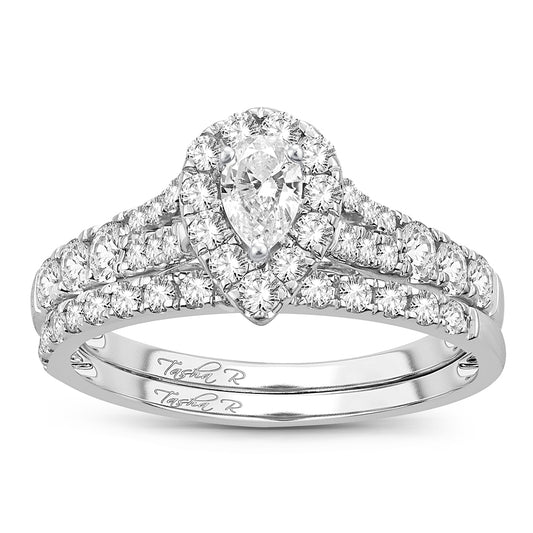 Pear Cut Diamond Wedding Set - 1.00 Carat in 14KT Gold