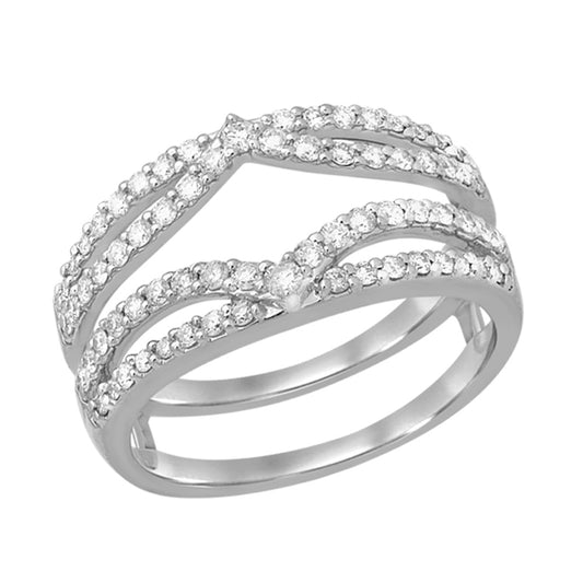 Diamond Ring Guard Round Cut 0.62 Carats 14KT White Gold