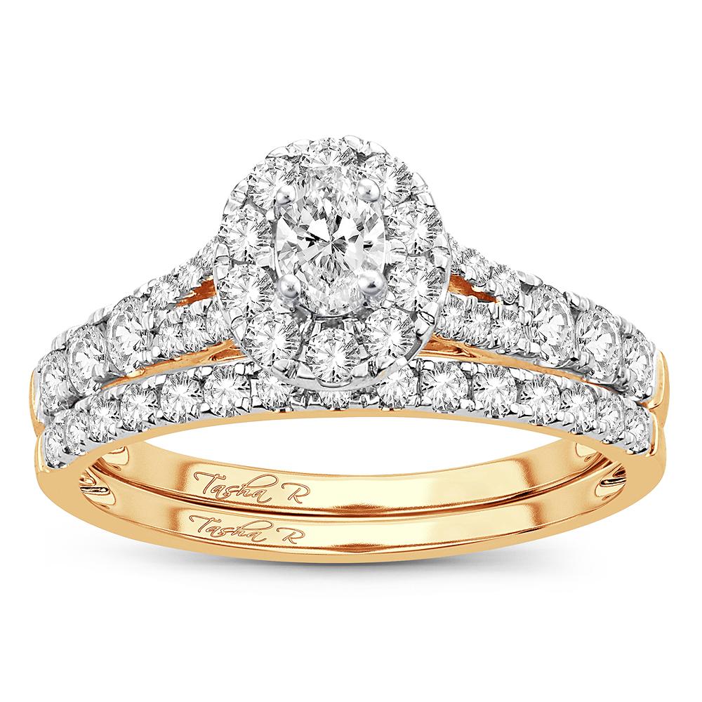 Diamond Engagement Ring and Matching Band Set - 1.00 Carats in 14KT Gold