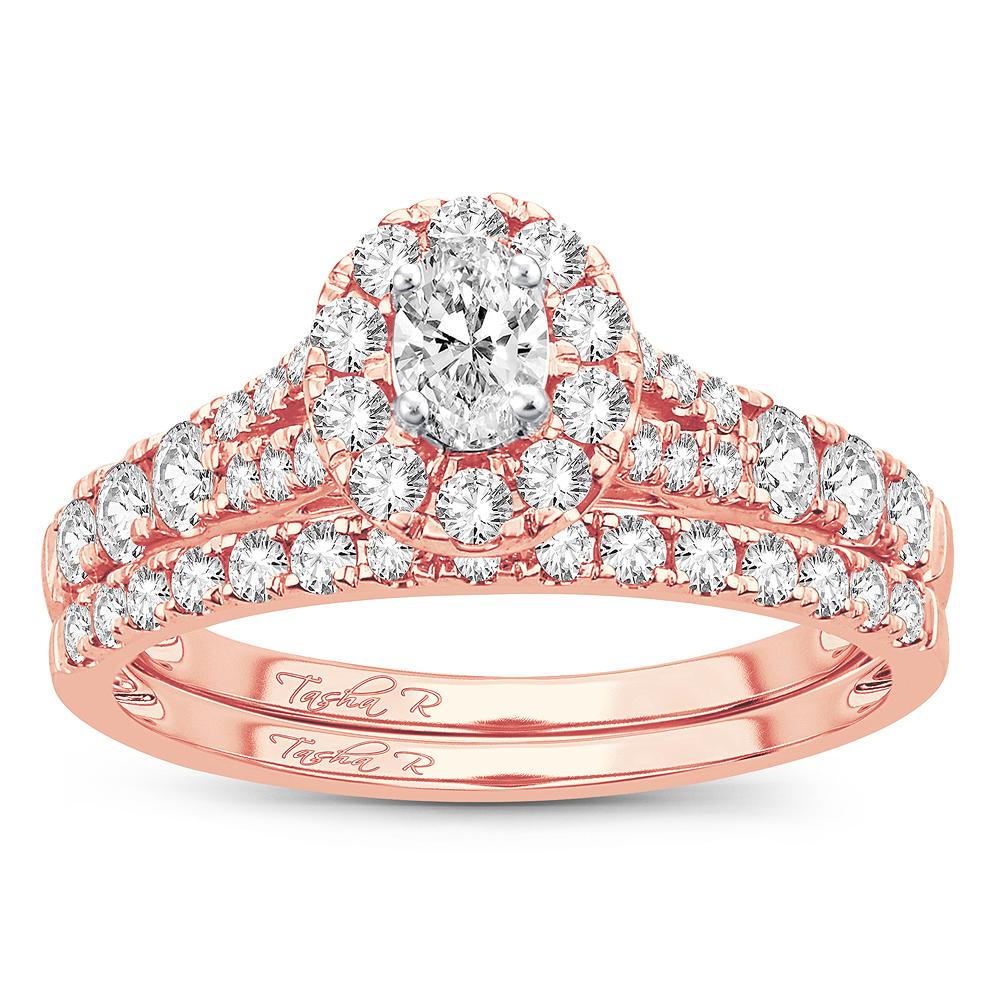 Diamond Engagement Ring and Matching Band Set - 1.00 Carats in 14KT Gold