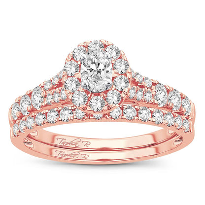Diamond Engagement Ring and Matching Band Set - 1.00 Carats in 14KT Gold