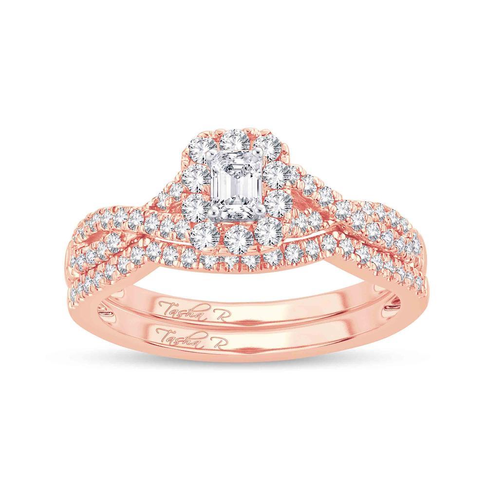 Diamond Engagement Ring with Matching Band - 0.74 Carats in 14KT Rose Gold