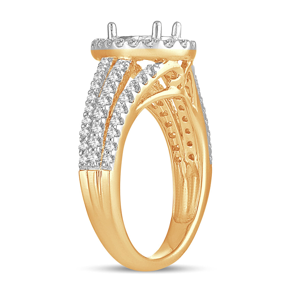 Pear Cut Diamond Semi Mount Engagement Ring - 0.75 Carats in 14KT Yellow Gold
