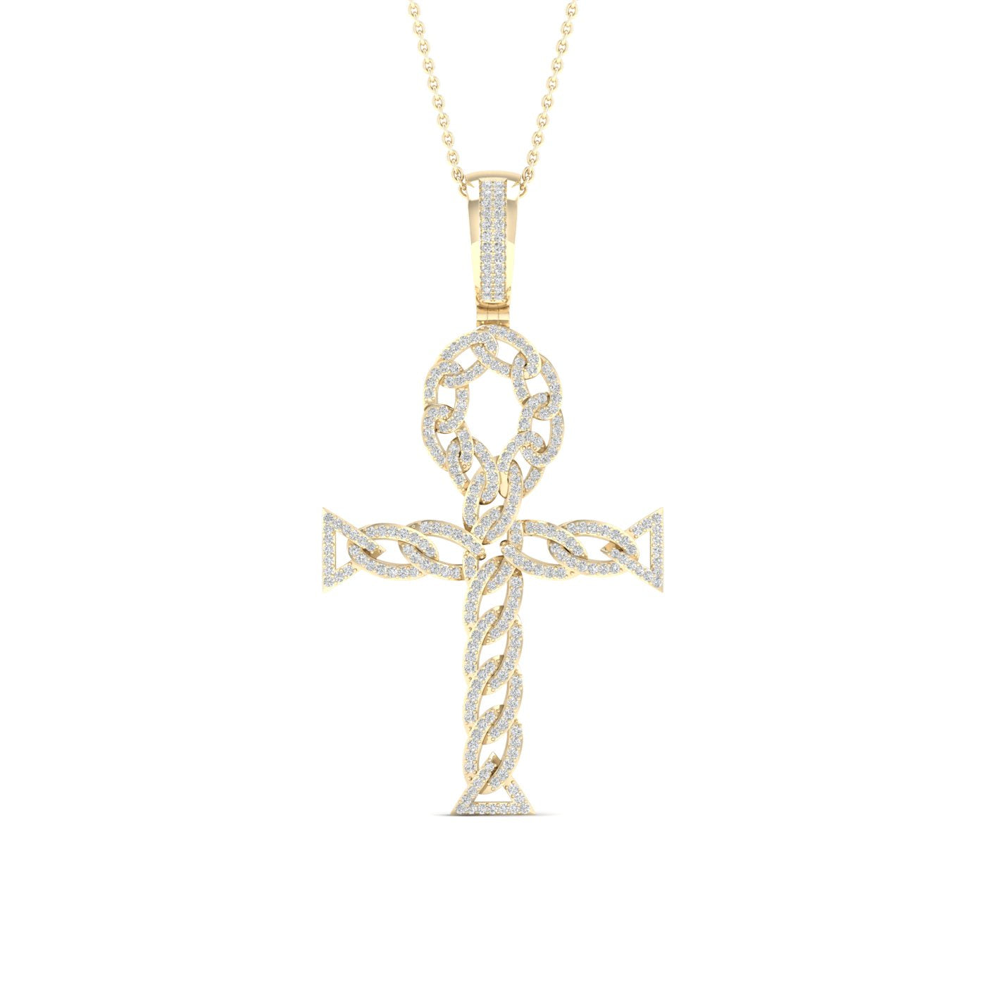 Diamond Ankh Pendant - 0.70 Carats in 10KT Yellow Gold