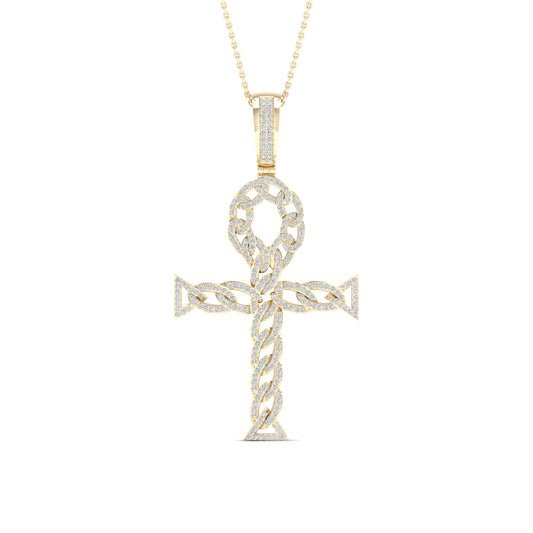 Diamond Ankh Pendant - 0.70 Carats in 10KT Yellow Gold