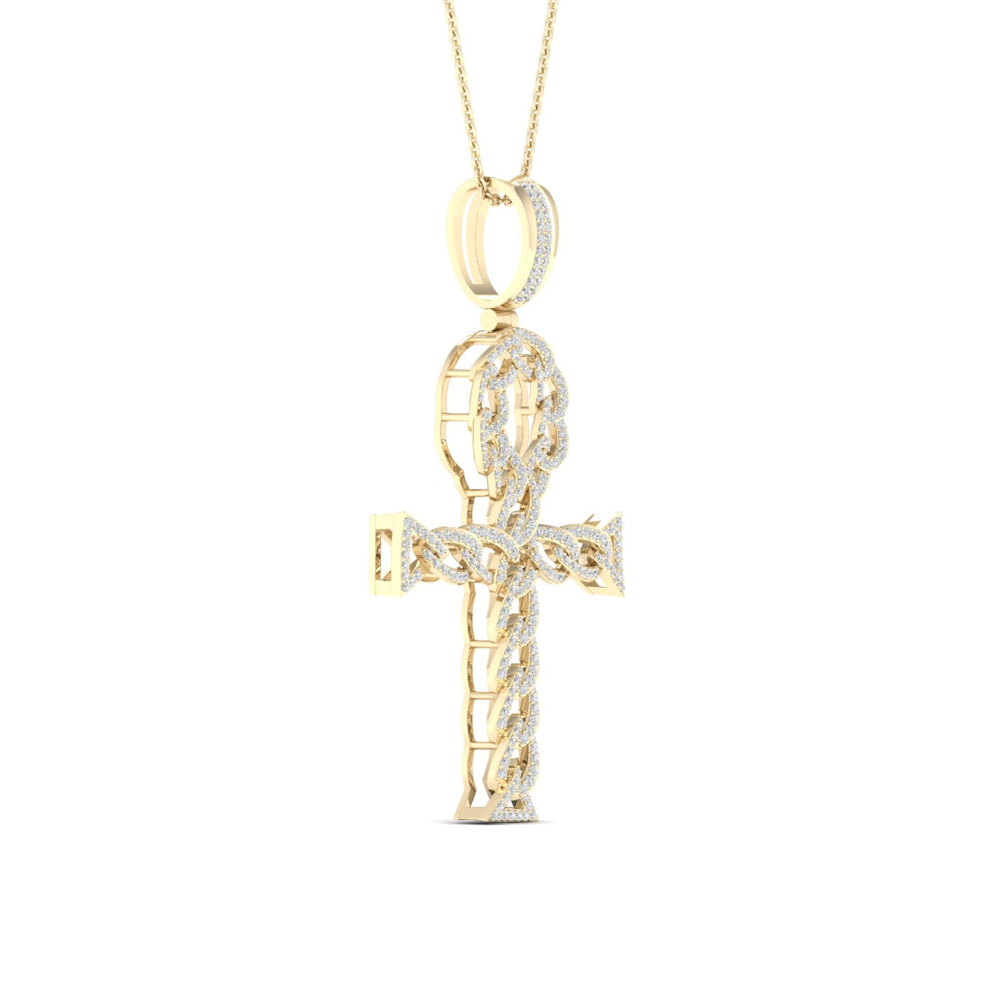 Diamond Ankh Pendant - 0.70 Carats in 10KT Yellow Gold