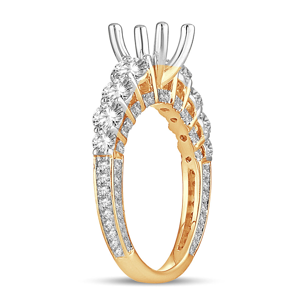 Diamond Semi Mount Engagement Ring - 1.53 Carats in 14KT Yellow Gold