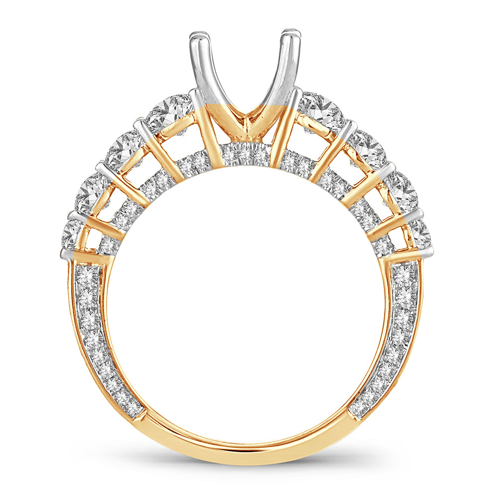 Diamond Semi Mount Engagement Ring - 1.53 Carats in 14KT Yellow Gold