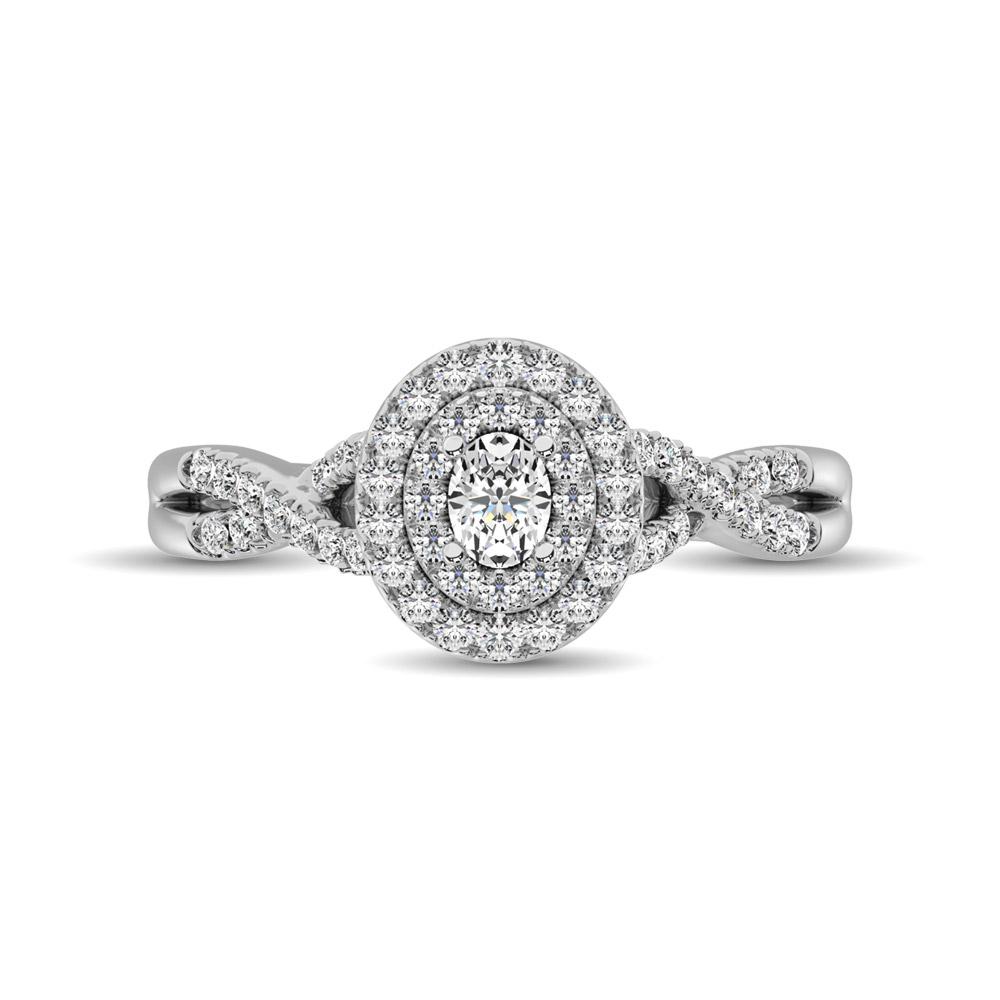 Diamond Engagement Ring with Matching Band - 0.52 Carats in 14KT White Gold