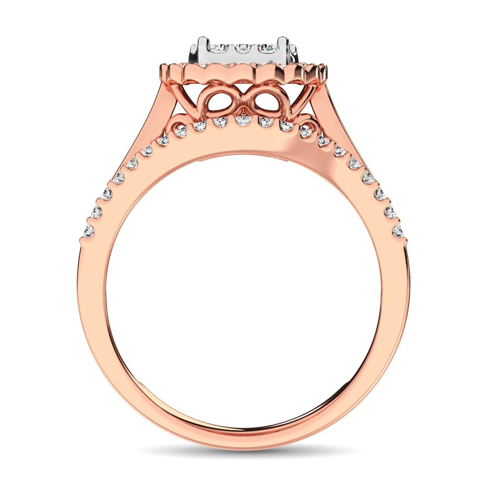 Diamond Engagement Ring with Round and Baguette Cuts - 1 Carat in 14KT Gold