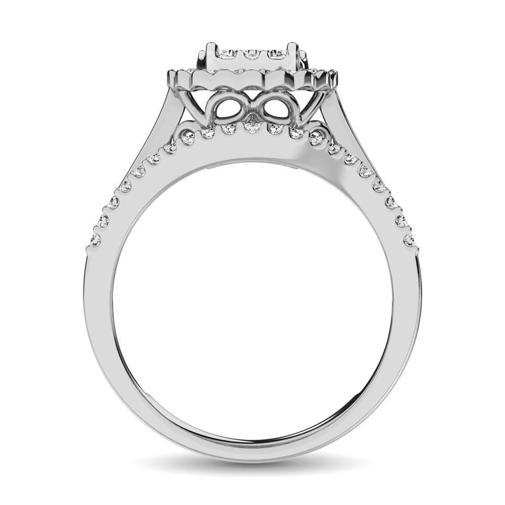 Diamond Engagement Ring with Round and Baguette Cuts - 1 Carat in 14KT Gold
