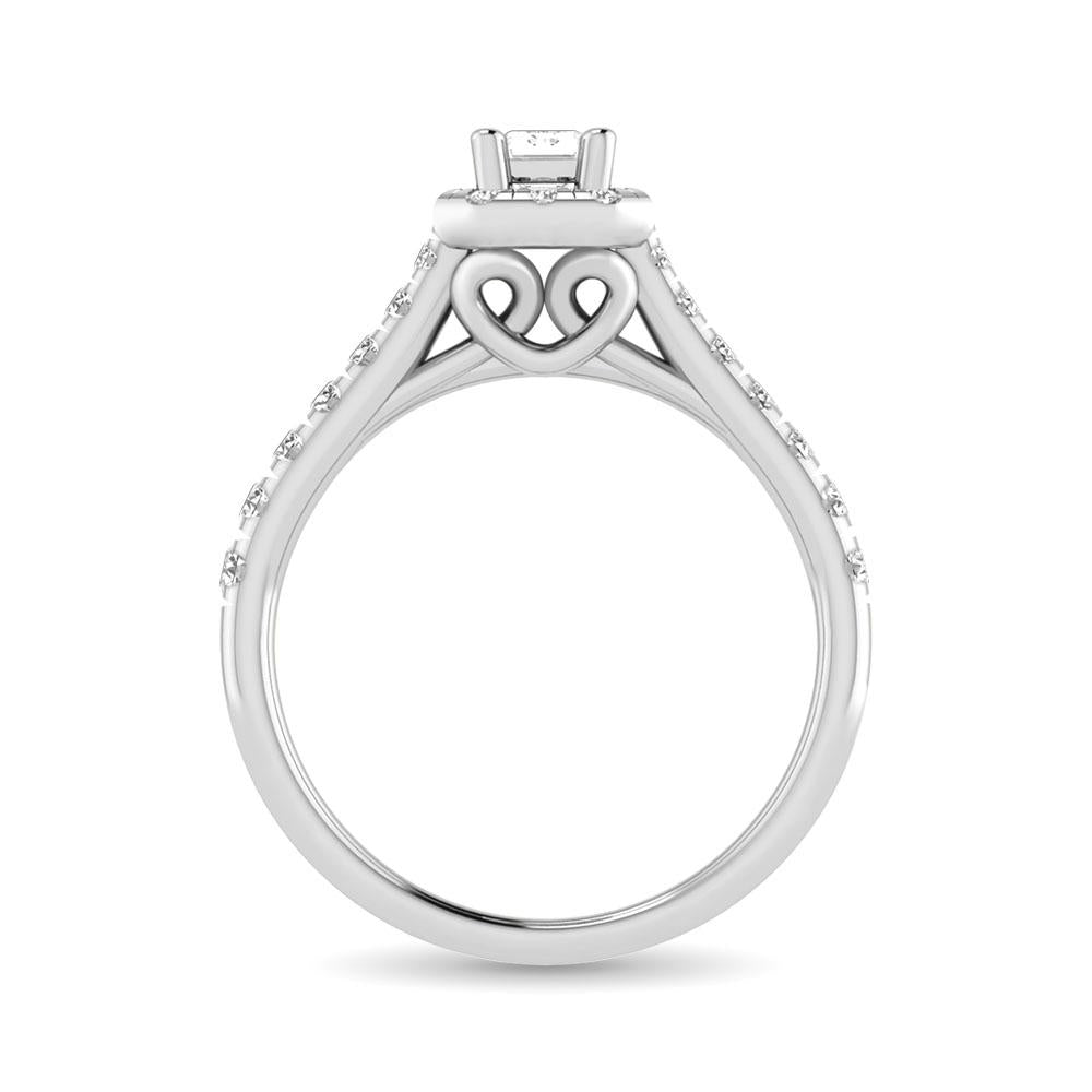 Diamond Twist Shank Single Halo Bridal Ring 1.00 Carat 14K Gold