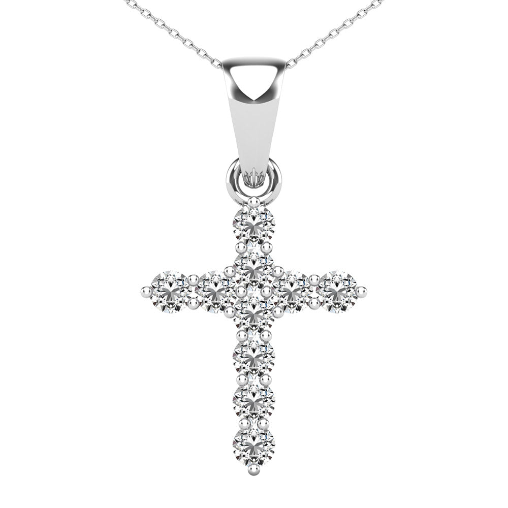 Diamond Cross Pendant with Matching Chain - 0.15 Carats in 10KT Gold