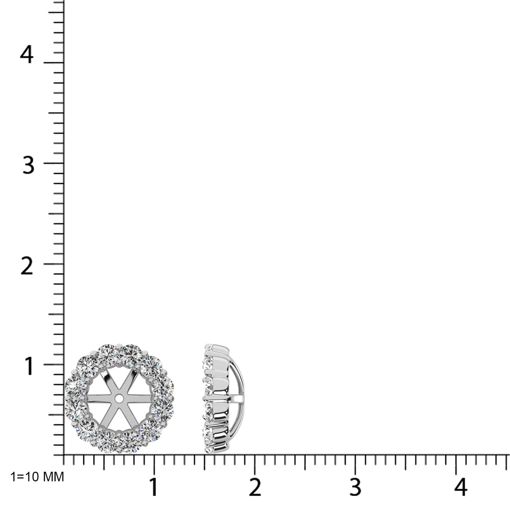 Diamond Earring Jackets - 0.65 Carats Round Cut in 14KT White Gold