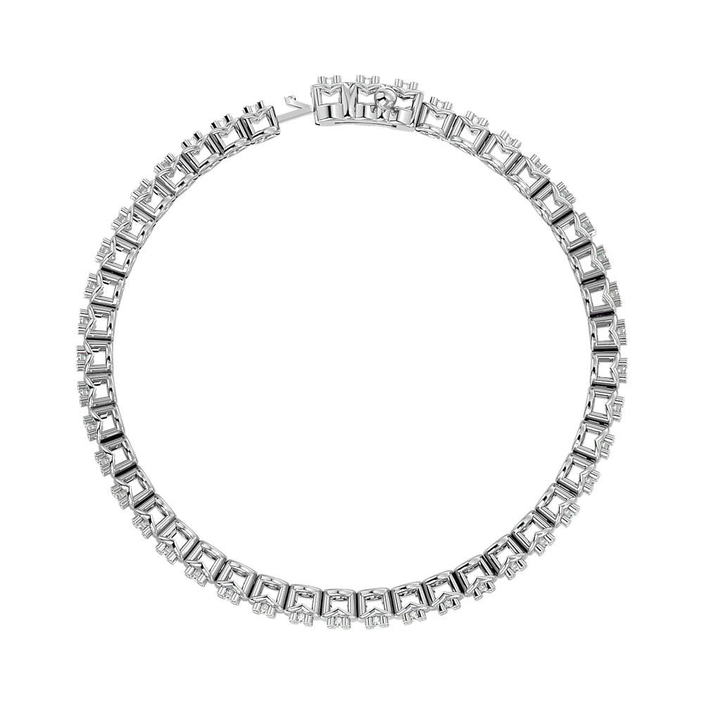 Diamond Tennis Bracelet in 14KT White Gold - Round Cut Diamonds Up to 4.45 CTW