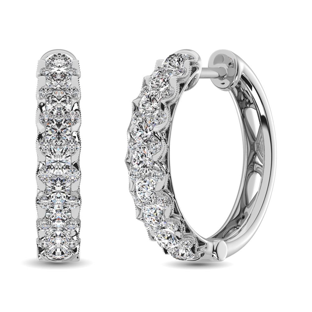 Diamond Hoops Inside Out - Available in 1.00 to 1.99 Carats in 10KT Yellow Gold