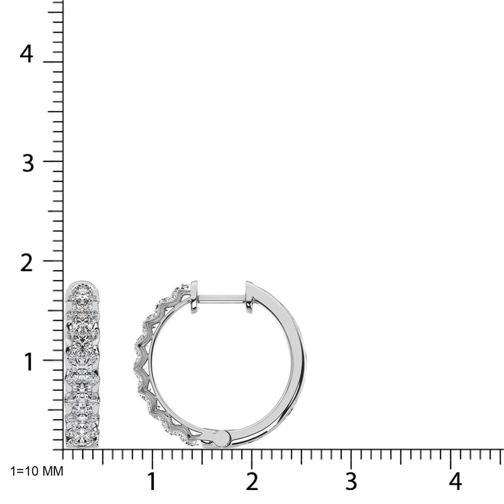 Diamond Hoops Inside Out - Available in 1.00 to 1.99 Carats in 10KT Yellow Gold