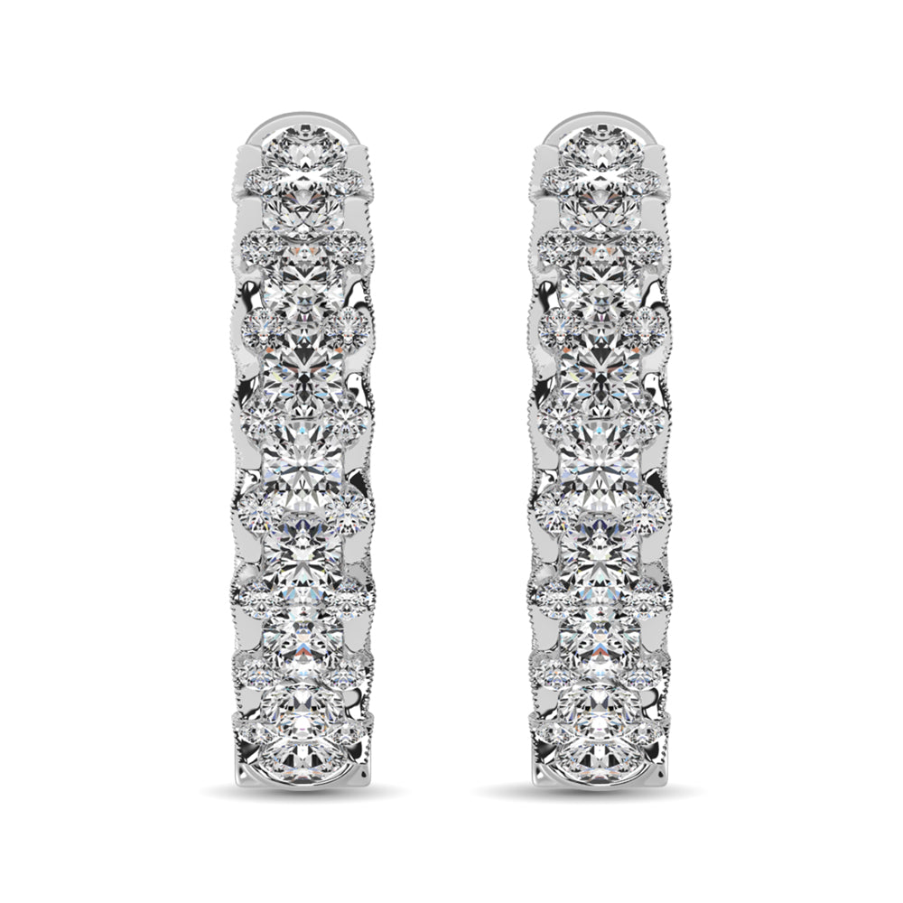 Diamond Hoops Inside Out - Available in 1.00 to 1.99 Carats in 10KT Yellow Gold