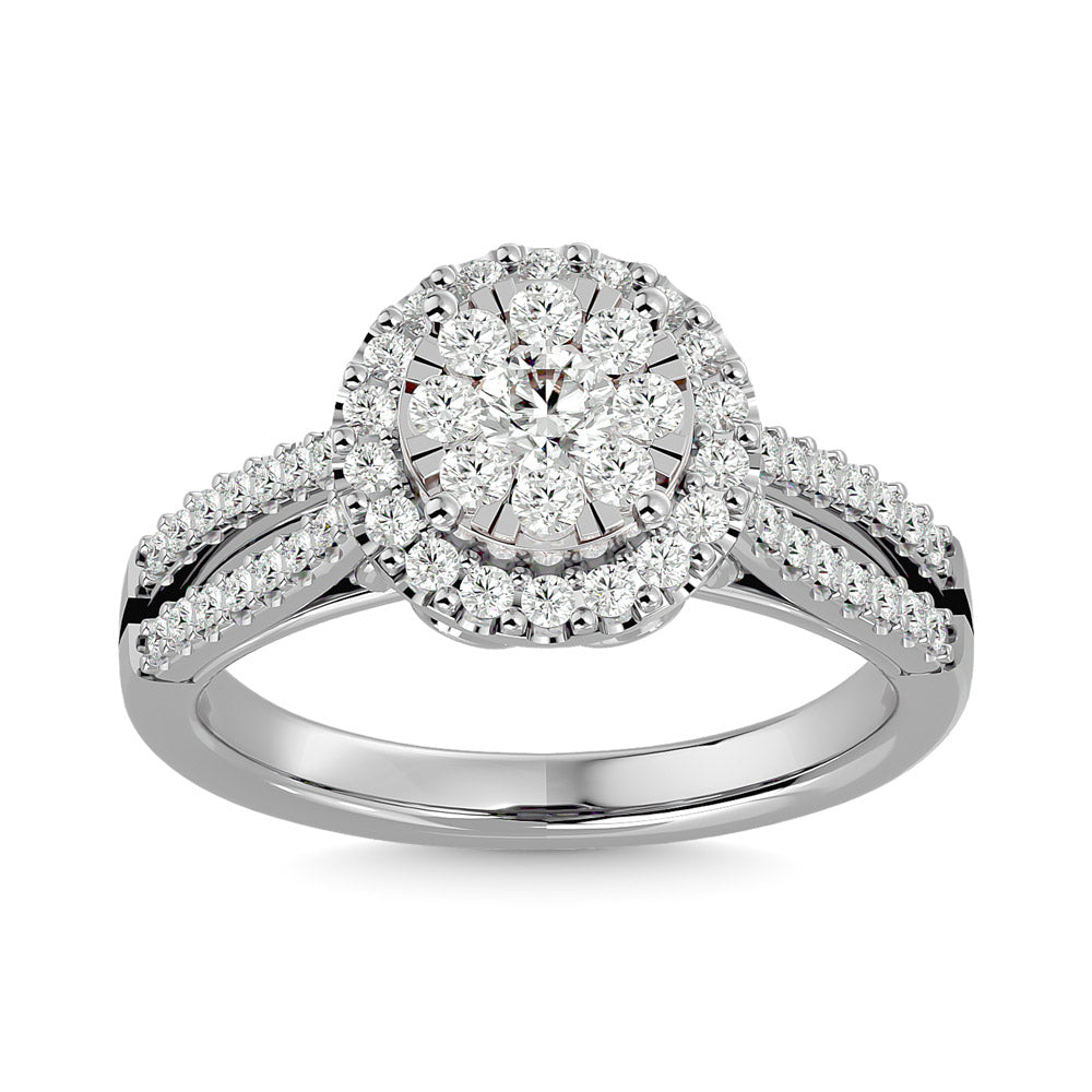 Custom Diamond Engagement Ring - 0.75 Carats in 14K White Gold