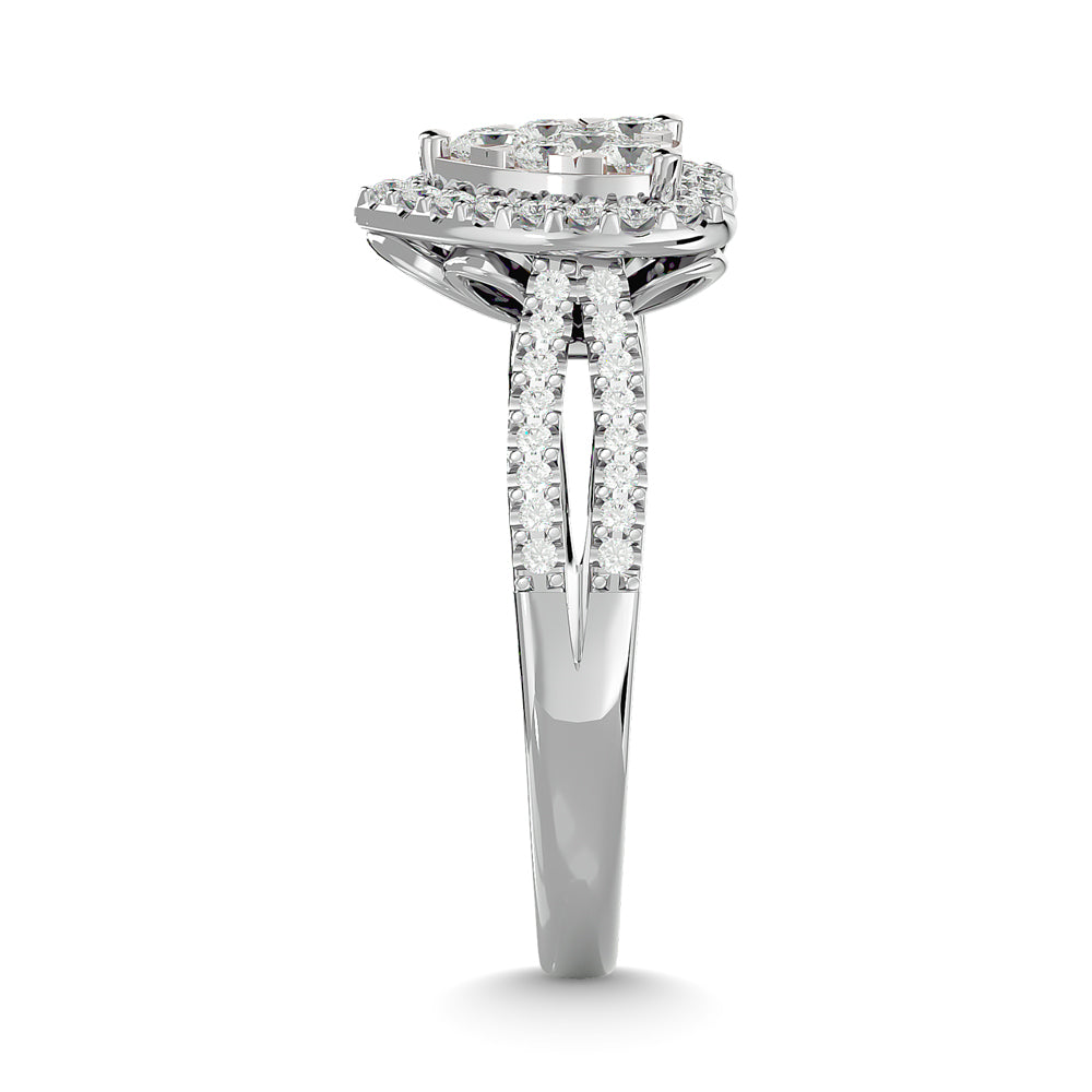 Custom Diamond Engagement Ring - 0.75 Carats in 14K White Gold