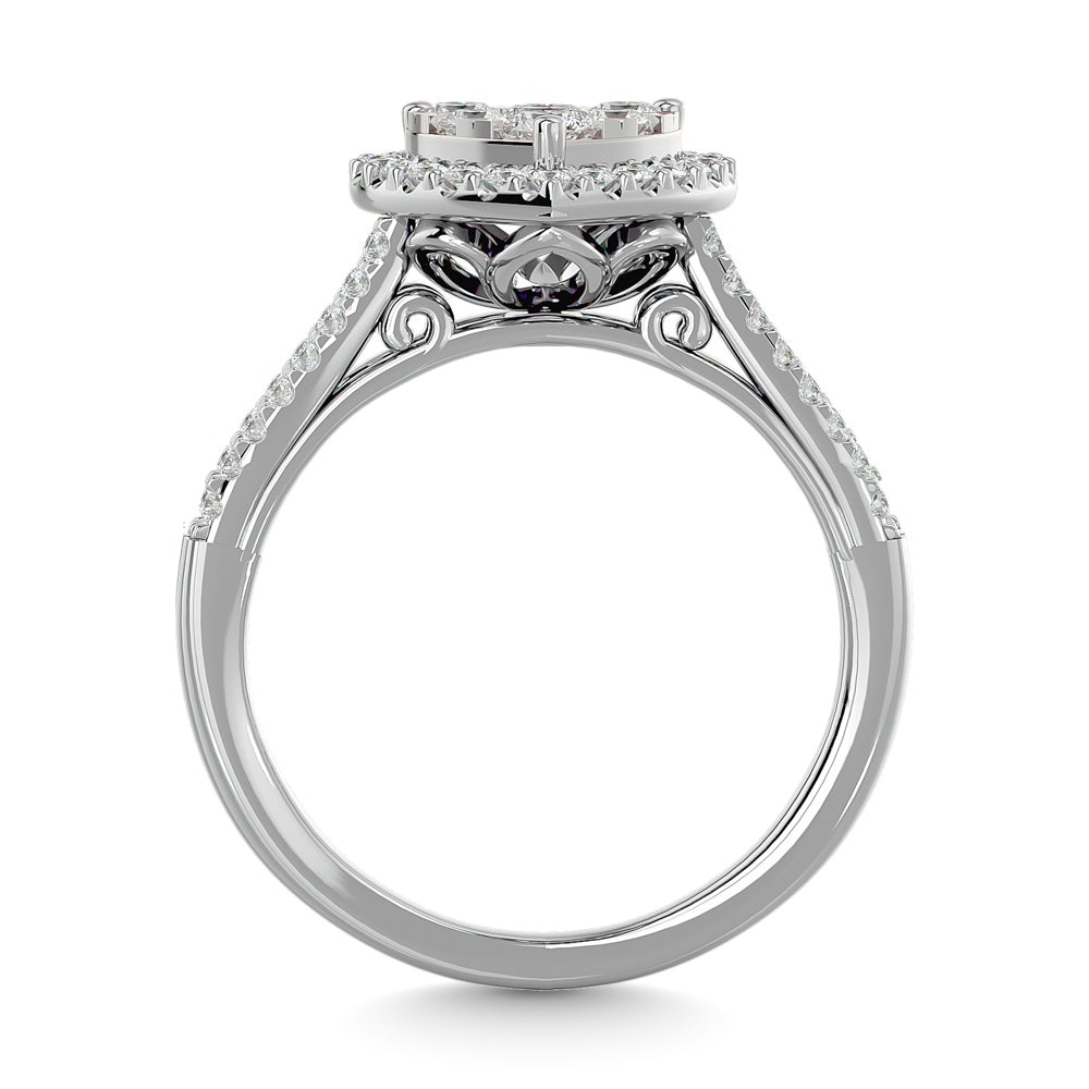 Custom Diamond Engagement Ring - 0.75 Carats in 14K White Gold