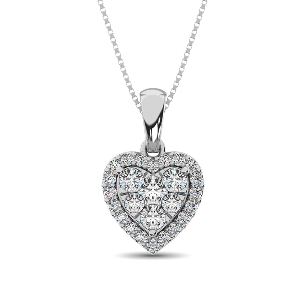 Diamond Pendant with Halo - 0.67 Carats in 14KT Gold, Try at Home